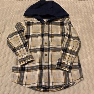 Carter's Blue and Yellow Plaid Hooded Shirt